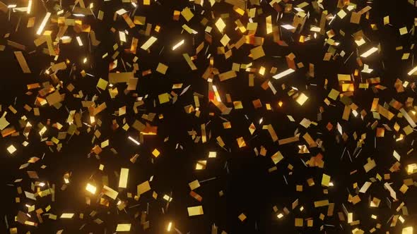 Paper Clips Golden confetti bright party background motion graphic alt