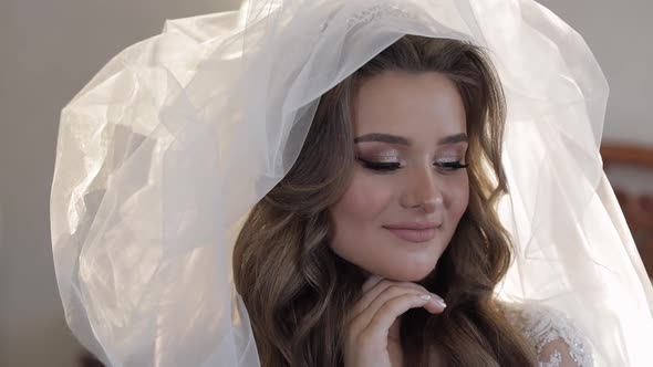 Beautiful, Lovely Bride in Wedding Luxury Dress and Veil. Pretty Gorgeous Woman alt