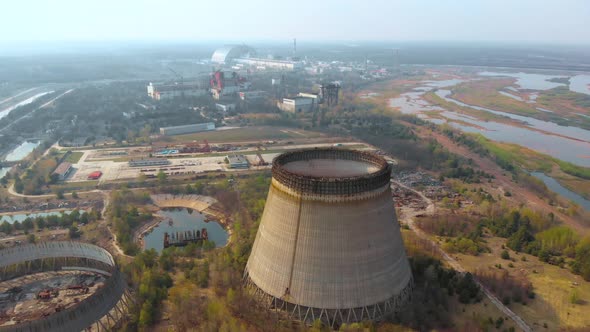 Aerial View Chernobyl NPP Landscape