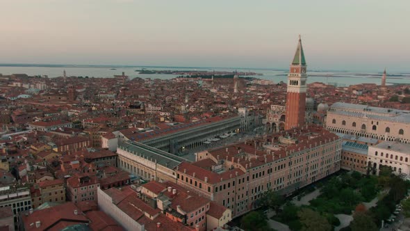 Establishing Aerial Panorama of Venice Italy European