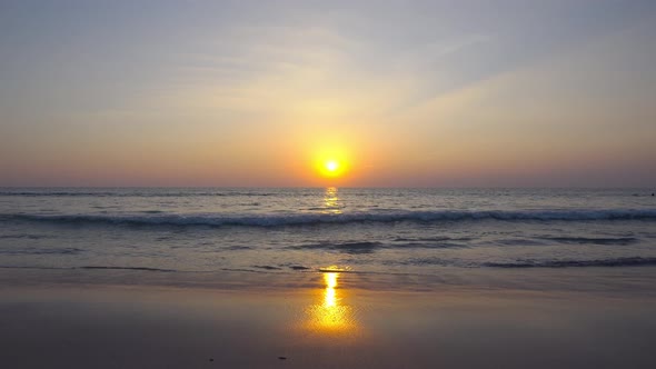 Aerial video sunset in sea sunset sky background Nature and travel concept alt