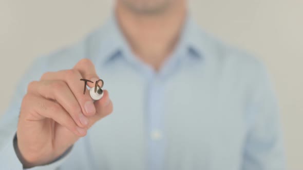 Transparency, Man Writing on Transparent Screen alt