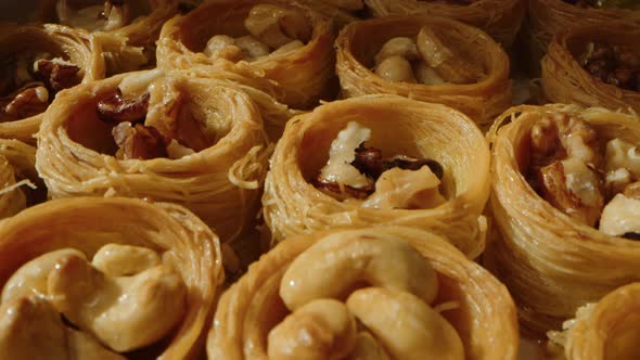 Baklava Traditional Turkish Dessert Served on a Tray