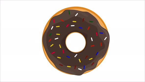 large donut with chocolate filling and colorful sprinkles