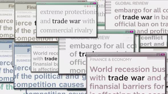 Pop up windows with Trade war import and export tax seamless looped alt