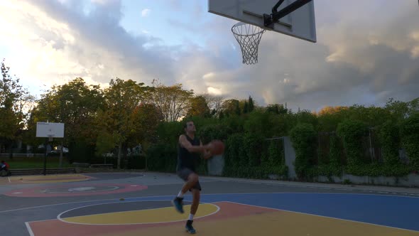 Driving a lay up then free throw -Basketball -Wide alt