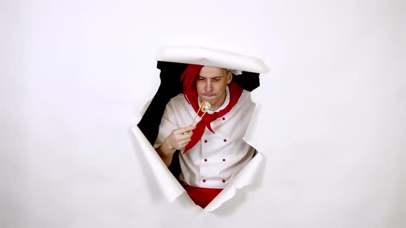 Man Dressed As Chef Wants to Eat Sushi Roll alt