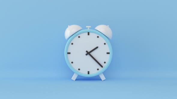 Abstract and minimal alarm clock on pastel background.