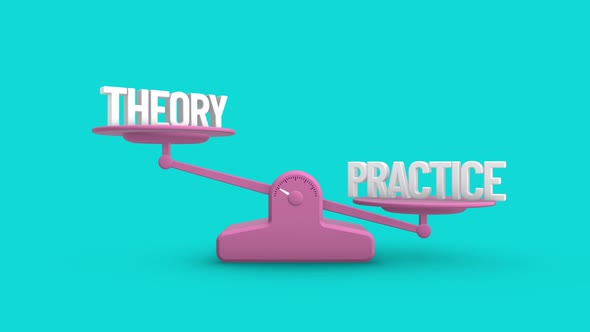 Theory vs Practice Balance Weighing Scale Looping Animation alt