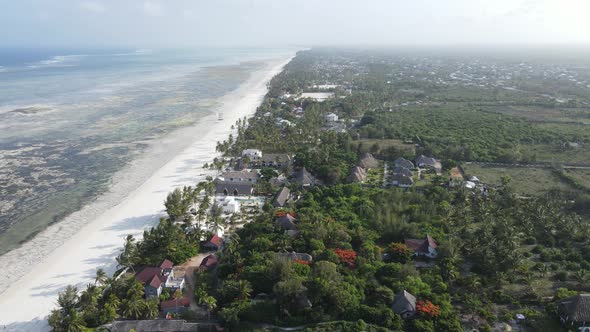 Aerial View of the Indian Ocean Near the Shore of the Island of Zanzibar Tanzania Slow Motion alt