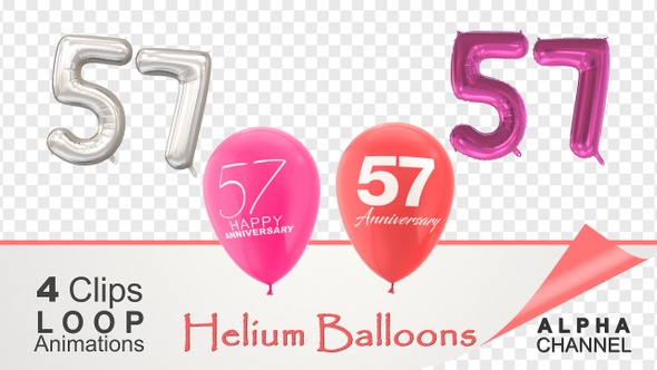 57 Anniversary Celebration Helium Balloons Pack