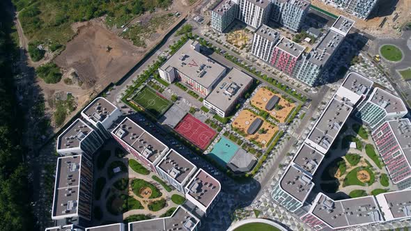 Drone Aerial View Modern Building Residential Complex Respublika Construction alt