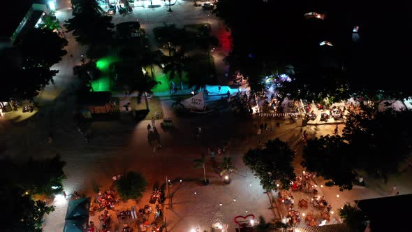 Night landscape of historic center of Jericoacoara Brazil. Night life scenery alt