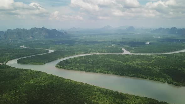 Aerial View of Phang Nga Bay Mangrove, Thailand alt