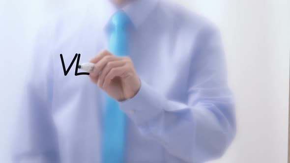 Verification Written on Glass. Businessman Hand Writing Words with Marker Pen