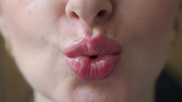Women's Lips During Air Kiss