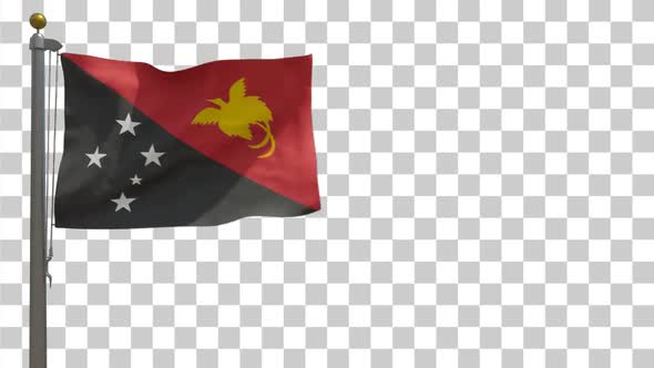 Papua New Guinea Flag on Flagpole with Alpha Channel - 4K alt