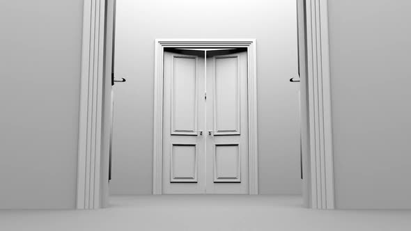 Many white rooms open their doors.