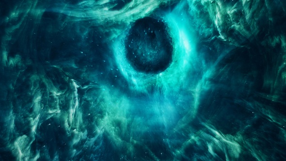 Abstract Green Nebula in Outer Space