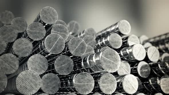 Background CG animation of steel reinforcing rods. Building working construction alt