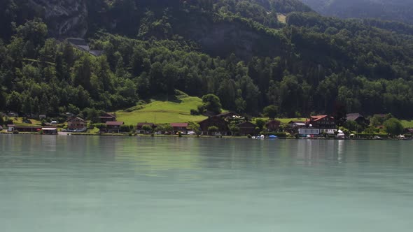 Beautiful View of the Lake on a Sunny Summer Day Brienz Lake with Clear Turquoise Water