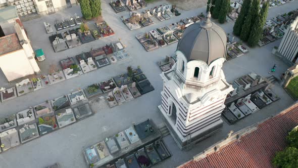 Cemetery Small Aerial View Sunny Winter