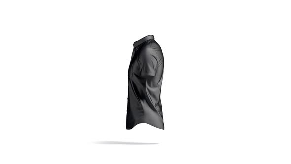 Blank black short sleeve button down shirt mockup, looped rotation alt