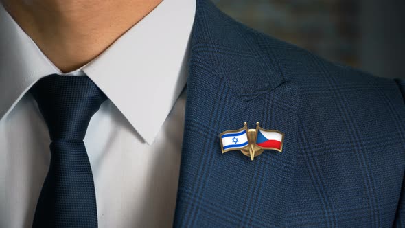 Businessman Friend Flags Pin Israel Czech Republic alt