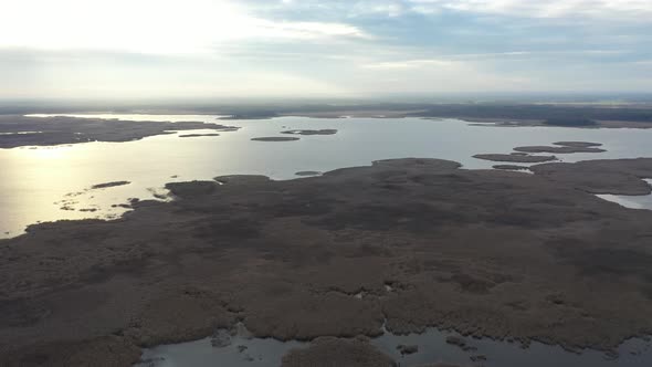 Aerial Drone Footage of Lake Engure 