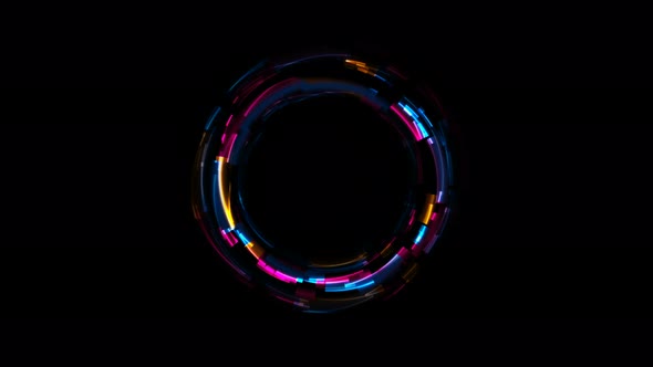 Abstract Tech Glowing Neon Circles