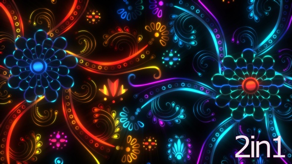 4k Neon Floral Background