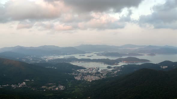 Cityscape Hong Kong City Silhouette Surrounded By Hills alt