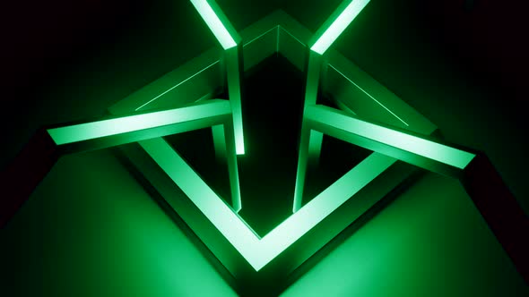 Metal Silhouettes of Hexagons Rotating Around the Square Shaped Hole Seamless Loop alt