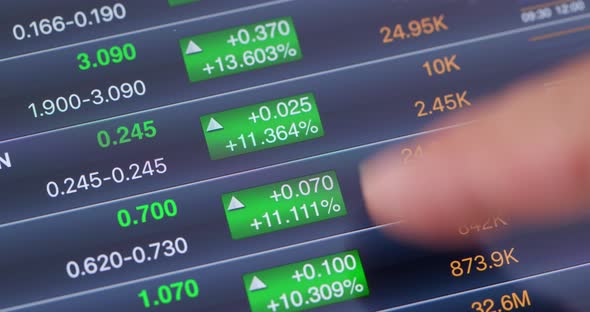 Stock market showing recession data on tablet computer alt