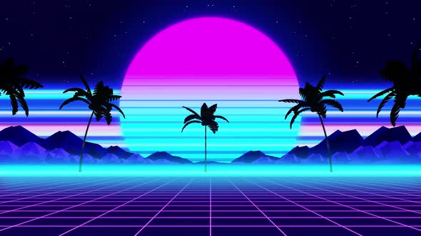 Sunset Retro 80s style