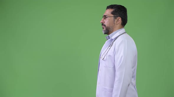 Profile View of Handsome Persian Bearded Man Doctor