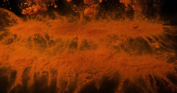 Turmeric, curcuma longa, Powder falling against Black Background, Indian Spice, Slow Motion 4K alt