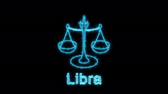 The Libra zodiac symbol, horoscope sign lighting effect green neon glow