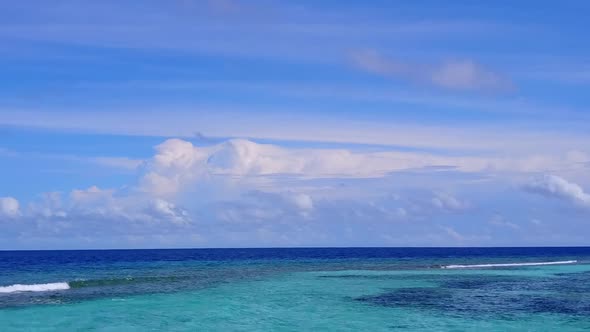 Aerial drone tourism of tropical island beach time by clear ocean and sand background alt