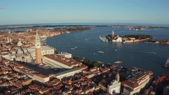 Aerial Panoramic Photo of Iconic and Unique Campanile in Saint Mark's Square alt