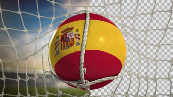 Soccer Ball Scoring Goal Day Frontal - Spain