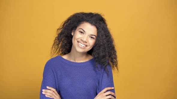 Smiling afro american woman. 