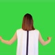 Cyber Girl Stands Spreading Her Arms Slowly on a Green Screen Chroma Key - VideoHive Item for Sale