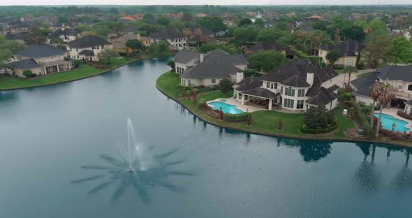Aerial of affluent homes in Houston, Texas alt