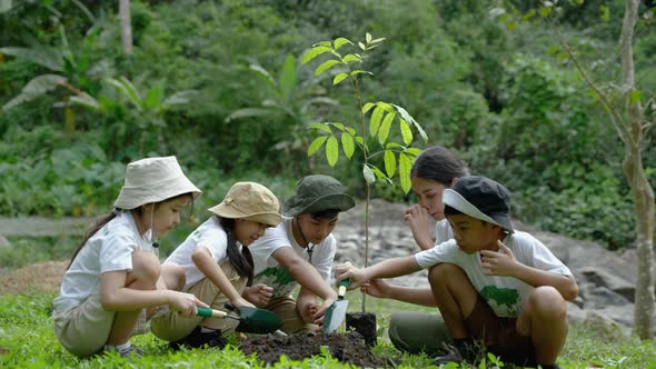 Children join as volunteers for reforestation, earth conservation activities to instill in children