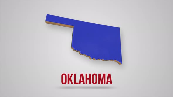 Flat Map Showing the State of Oklahoma From the United State of America on White Background alt