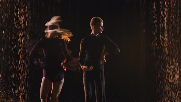 Emotional and Graceful Latinamerican Dance Jive Performed By Graceful Couple. Dancing Partners on a alt