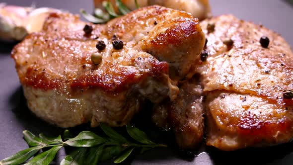 Fried Pork Steak on a Plate