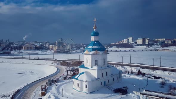 Aerial View Of The Church And Winter Cheboksary alt