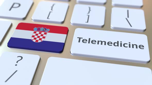 Telemedicine Text and Flag of Croatia on the Computer Keyboard alt